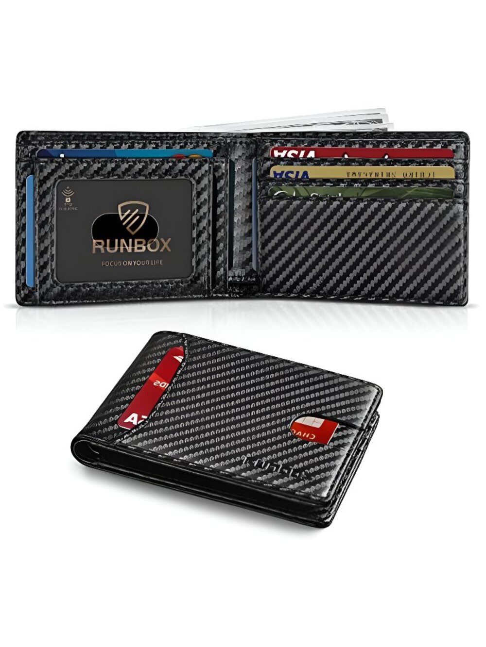 Wallet for Men Slim 11 Credit Card Holder Slots Leather RFID Blocking